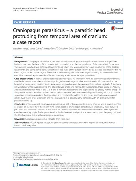 Pdf Craniopagus Parasiticus A Parasitic Head Protruding From