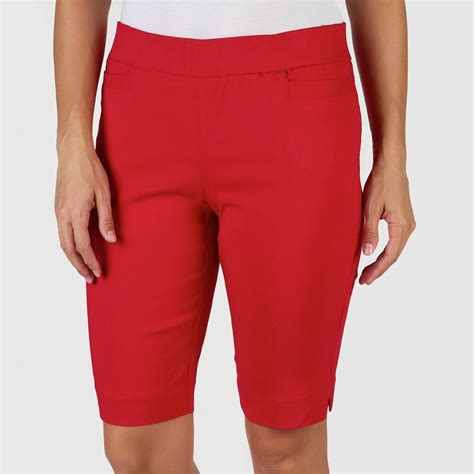 Womens Slimming Bermuda Shorts Red Burkes Outlet