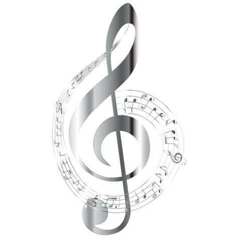 Chrome Musical Notes Typography No Background Free Svg