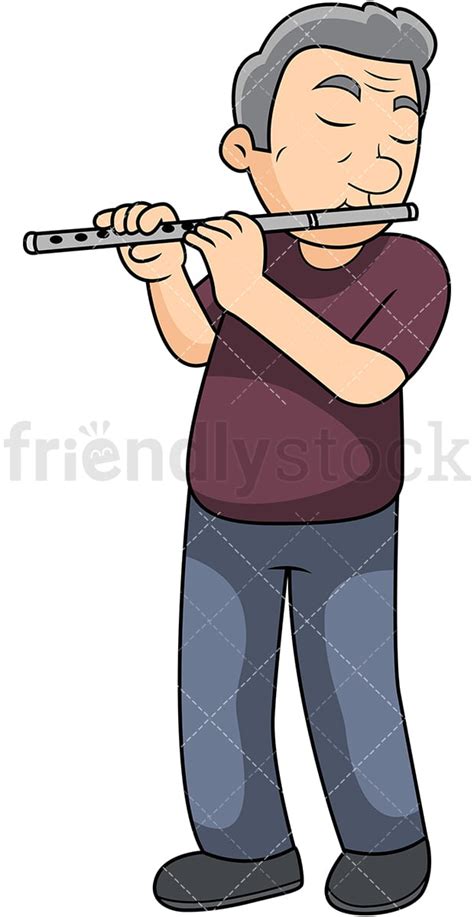 Old Man Flute Player Cartoon Vector Clipart Friendlystock