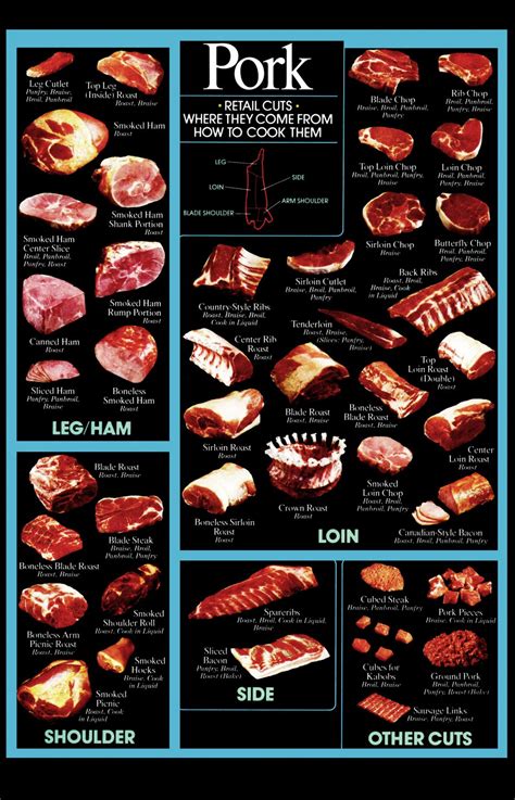 Pork Cuts Where They Come From How To Cook Them Chart 18 X28 45cm 70cm Poster