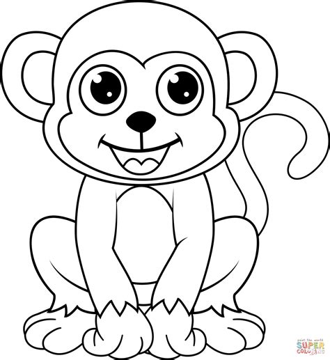 Cute Monkey Coloring Page Free Printable Coloring Pages
