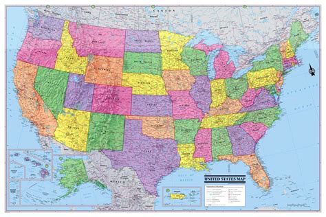 Unique Full Color And Detailed Usaunited States Map Poster All
