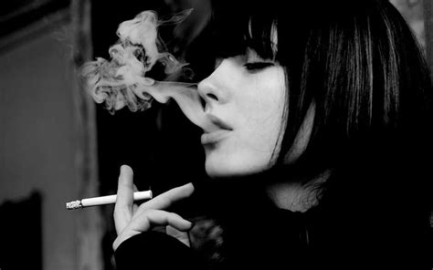 Hd Wallpaper Monochrome Women Cigarettes Smoke Smoking Bangs
