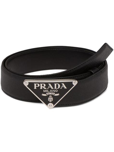 Prada Triangle Logo Leather Belt Farfetch Belt Buckles Belt Prada