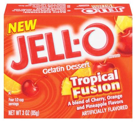 Jell O Gelatin Dessert Tropical Fusion 3 Ounce Boxes Pack Of 24 Jello Shot Flavors