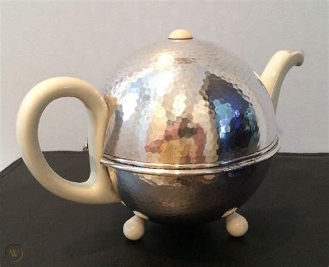 Rare Vintage Hutschenreuther Art Deco Teapot W Wmf Silverplate