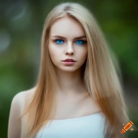 Beautiful Slavic Woman With Blue Eyes And Blonde Hair