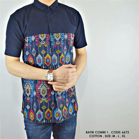 Model baju koko batik kombinasi polos panjang dan pendek terbaru 2018 yang cocok dikenakan saat hari lebaran supaya tampil rapi. Jual Baju batik Tribal Biru Kombinasi Polos Cowok Pria ...