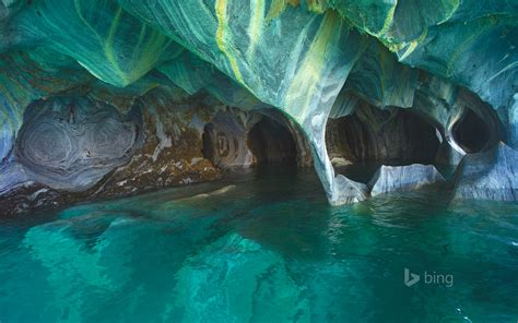 Marble Caves On General Carrera Lake Chile Full Hd Wallpaper And