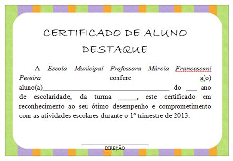 Total 89 Imagem Modelo De Certificado De Aluno Destaque Br