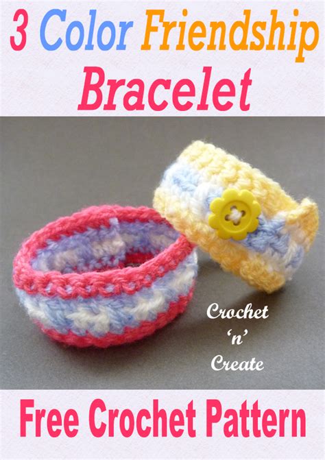 Three Color Friendship Bracelet Free Crochet Pattern