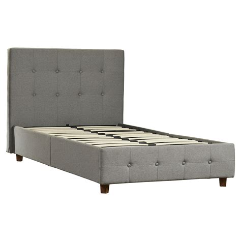 Greenhome123 Grey Linen Upholstered Platform Bed With Button Tufted