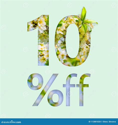 10 Ten Percent Off Discount The Creative Concept Of Spring Sale Stylish Poster Banner