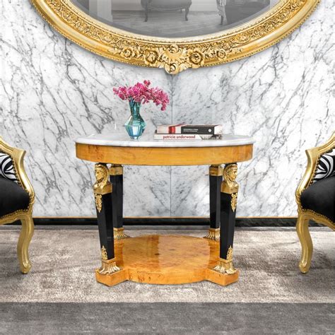 Empire coffee table spec sheet. Empire style coffee table with bronzes and white marble