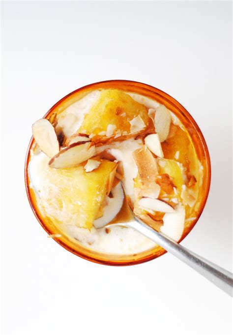 simple sundae brown sugared pineapple with toasted coconut and almonds hottie biscotti