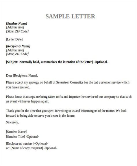 Sample Apology Letter To Customer For Poor Service Fo