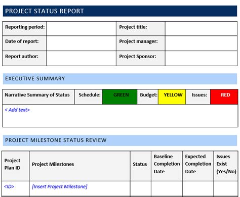 project status report template word template