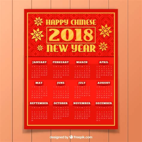 Free Vector | Chinese new year calendar