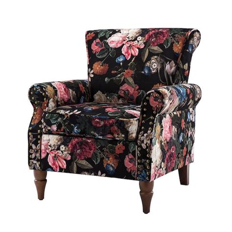 Jayden Creation Auria Contemporary Black Polyester Armchair With Nailhead Trim And Turned Legs