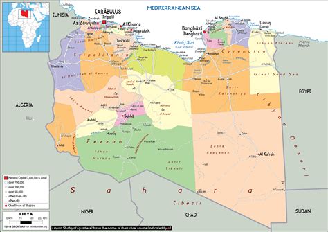 Large Size Political Map Of Libya Worldometer