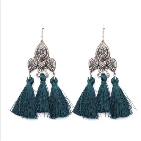 1 pair tassel earrings boho bohemian long exaggerated dangling retro earrings for women