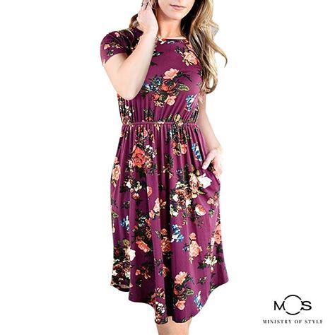 Mos Women Printed Fit And Flare Dress Purple Grabfly Best Online