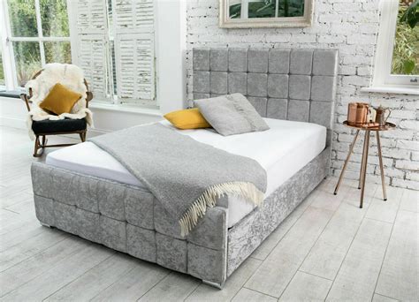 renata cube fabric upholstered bed frame luxury fabric beds uk the bed outlet