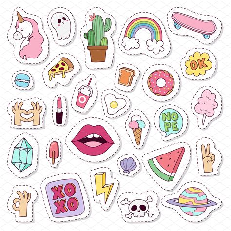 Hipster Patches Elements Vector Pegatinas Imprimibles Pegatinas