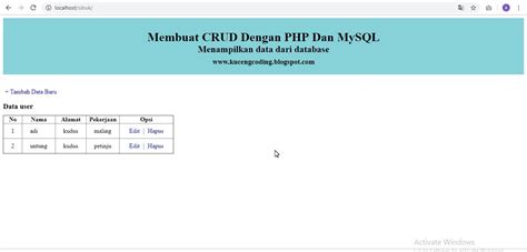 Membuat CRUD Dengan PHP Dan MySQL Menampilkan Data Dari Database