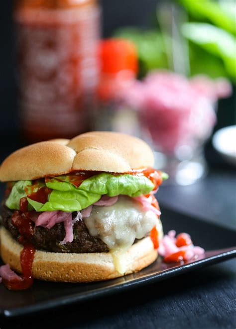Korean Barbecue Burger With Pickled Onions Climbing Grier Mountain
