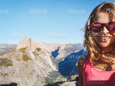 Happy Young Adventurous Woman Taking A Selfie With Yosemite National
