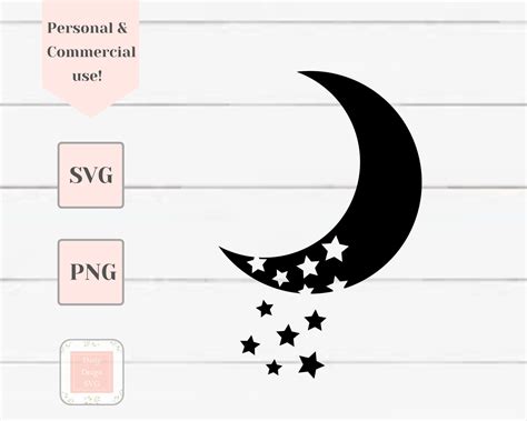 Moon And Stars Svg Falling Stars Svg Celestial Svg Space Etsy