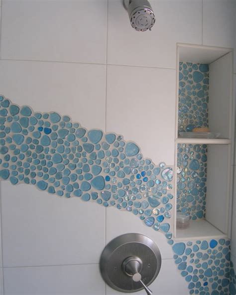 Choose the tiles you know will make your room look fabulous. Two Toned Bubble Glass Splash + Niche