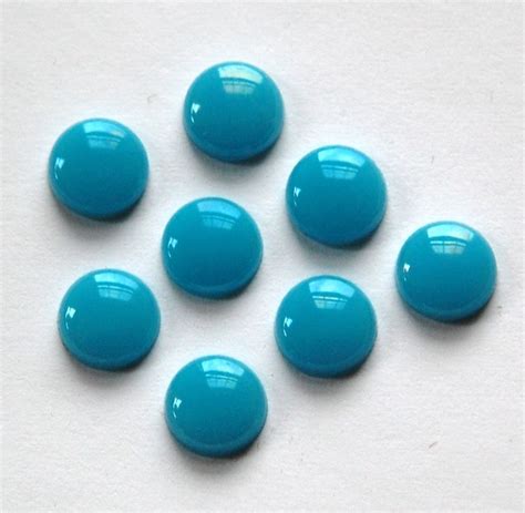 Vintage Turquoise Blue Glass Cabochons 7mm Cab701h Etsy