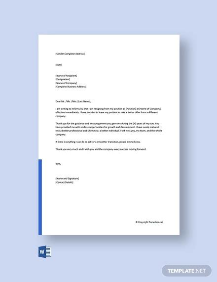 Download 159 Resignation Letter Templates Microsoft Word Doc