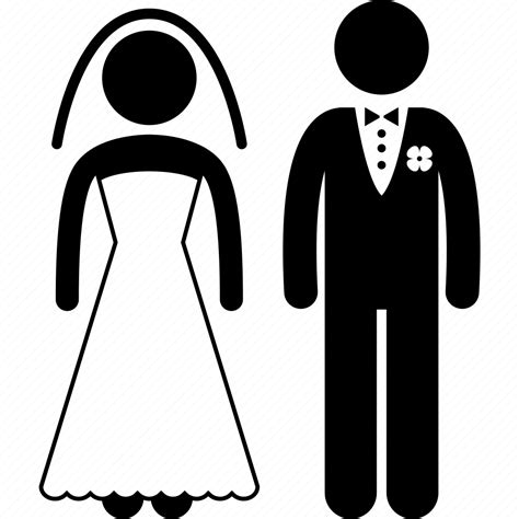Bride Bridegroom Couple Marriage Marry Standing Wedding Icon