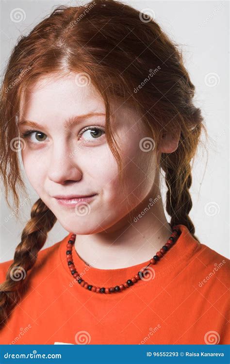 Lovely Redhead Girl With Long Braids Stock Image Image Of Female