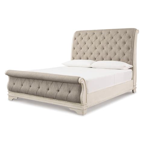 Signature Design By Ashley Realyn B743b4 Queen Upholstered Sleigh Bed