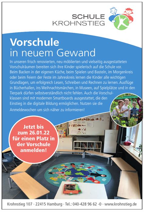 Anmeldung für die Vorschulklassen 2022 - Grundschule Krohnstieg