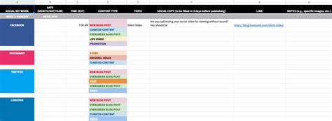 Paper Editable Spreadsheet Fillable Sheet Social Media Calendar Excel