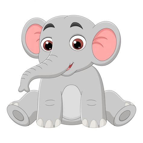 Desenho De Elefante Bebê Fofo De Ilustração Sentado No Fundo Branco