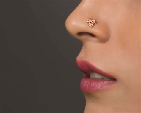 Unique Nose Stud Gold Nose Stud Rose Gold Piercing India Etsy
