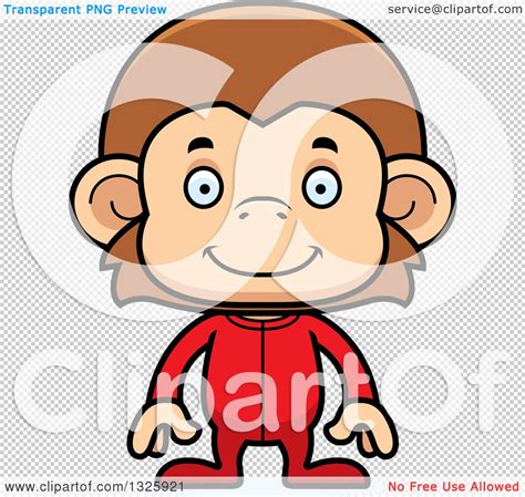 Clipart Of A Cartoon Happy Monkey Wearing Pajamas Royalty Free Vector