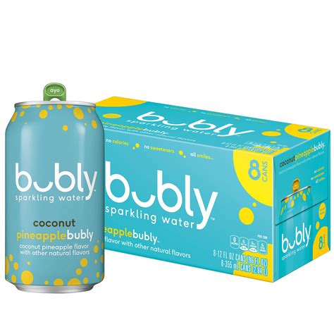 Bubly Summer Coconut Pineapple Sparkling Water 12 Fl Oz 8 Pack Cans