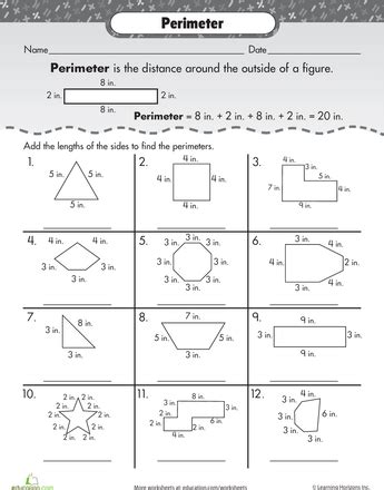 Presenting Perimeter | Worksheet | Education.com | Classroom math