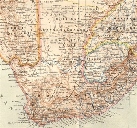 1890 Antique Dated Map Of South Africa Cape By Cabinetoftreasures