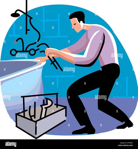 Hombre Reparando El Baño Fontanería Imagen Vector De Stock Alamy