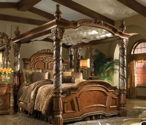 Ornate fabric is often draped between the posts and a solid swathe of cloth may create a ceiling, or canopy directly over the bed. King Canopy Bed Ideas for Creating Stunning Bedroom ...