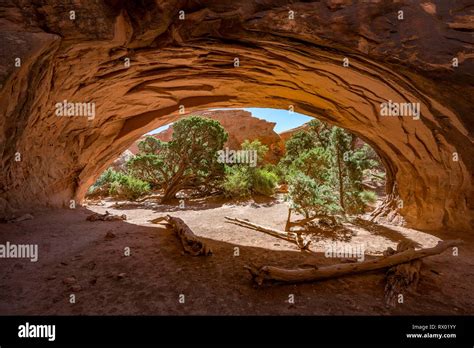 View Through Rock Arch Navajo Arch Devils Garden Arches National Park
